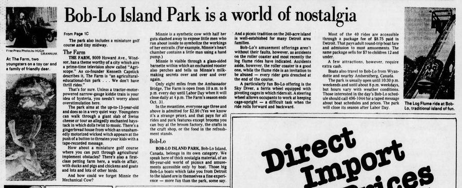 Aug 1978 article on mich amusement parks Riverland Amusement Park (Utica Amusement Park), Sterling Heights